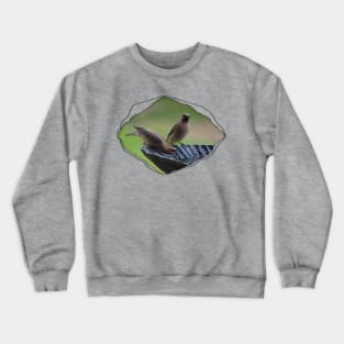 Cedar Waxwing through Torn Cloth Crewneck Sweatshirt